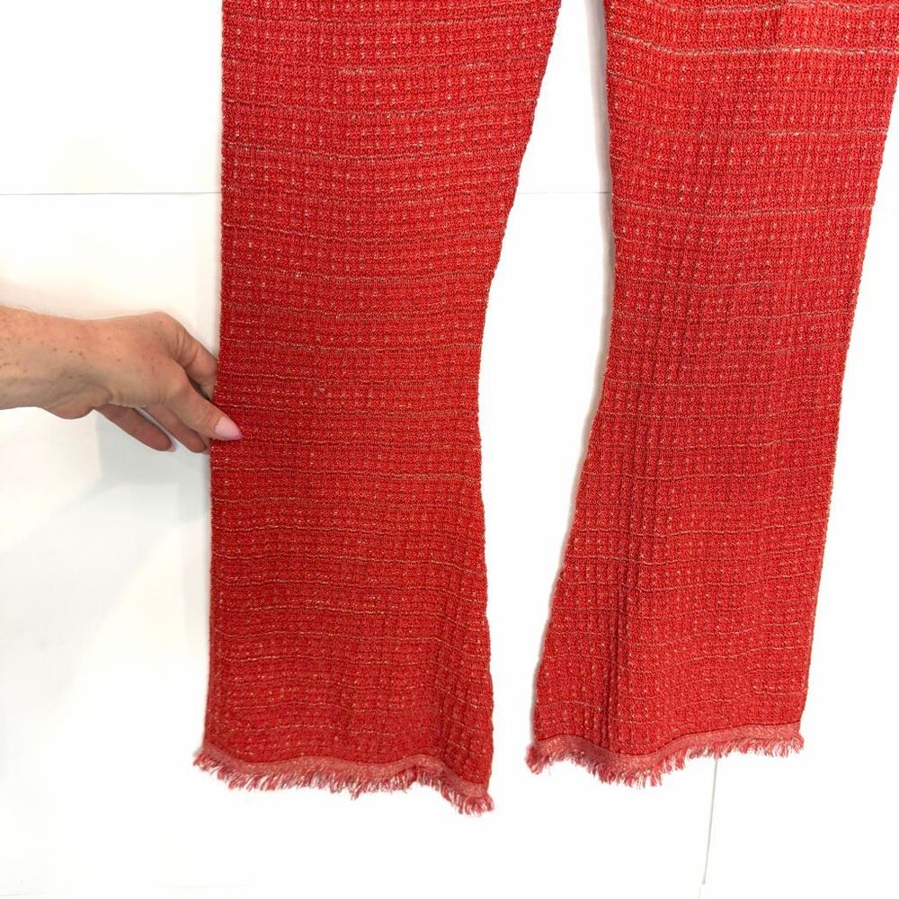 Zara Orange Textured Knit Flare Pants - Picture 13 of 15
